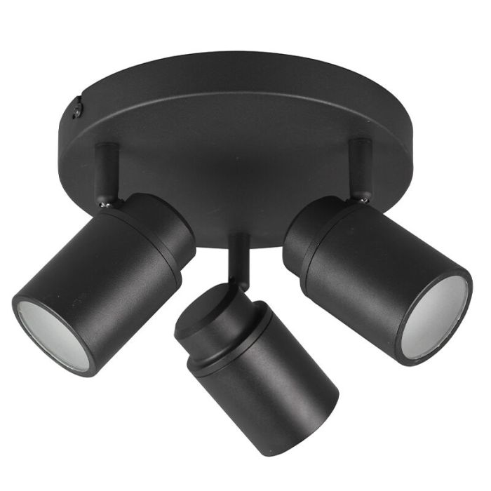 Moderne plafondlamp Nelis, zwart, metaal, IP44