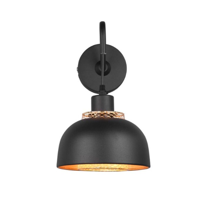 Zwarte wandlamp industrieel, Sylvano, met schakelaar