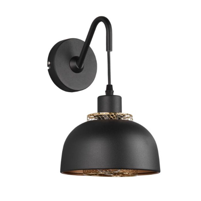 Zwarte wandlamp industrieel, Sylvano, met schakelaar