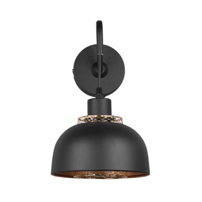 Zwarte wandlamp industrieel, Sylvano, met schakelaar