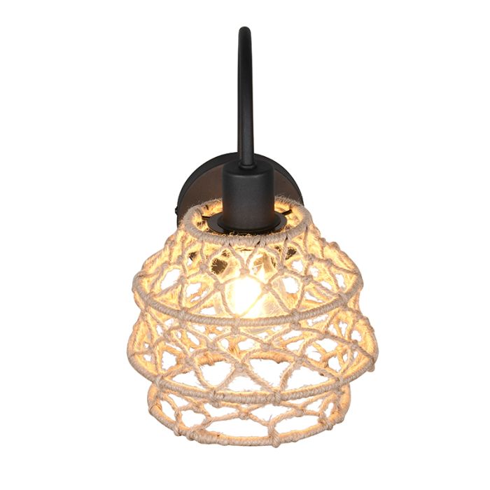 Bruine wandlamp landelijk, Liduina, met schakelaar
