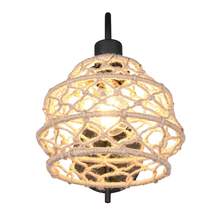 Bruine wandlamp landelijk, Liduina, met schakelaar