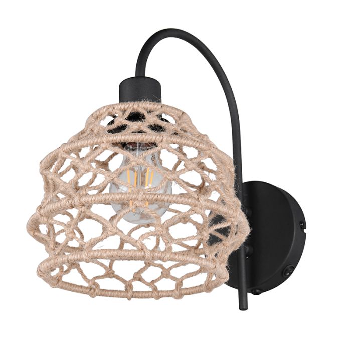 Bruine wandlamp landelijk, Liduina, met schakelaar