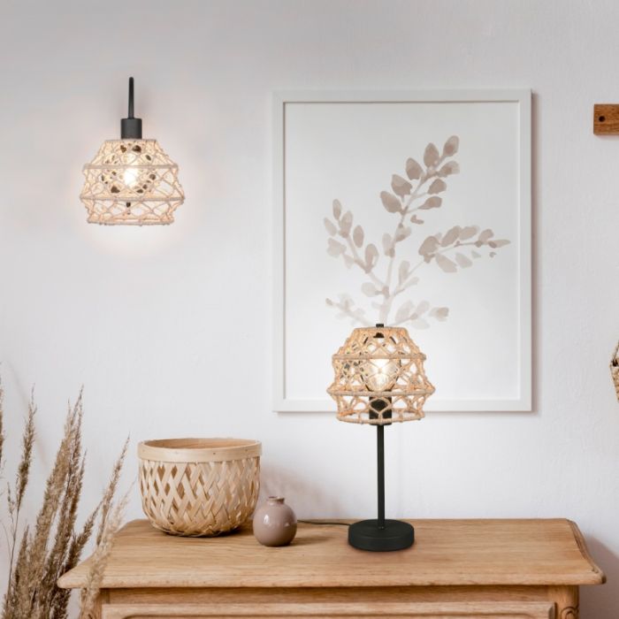 Bruine wandlamp landelijk, Liduina, met schakelaar