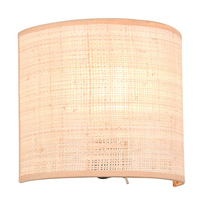 Crème wandlamp landelijk, Peder, met schakelaar