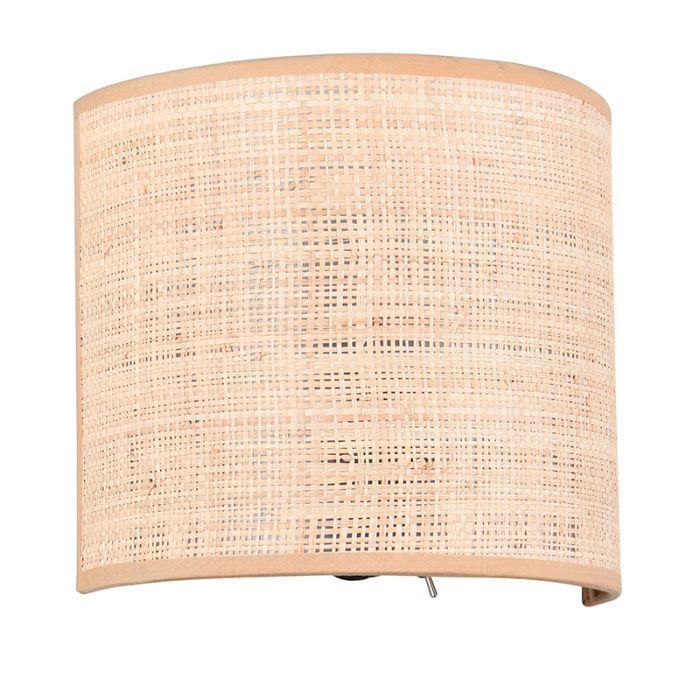 Crème wandlamp landelijk, Peder, met schakelaar