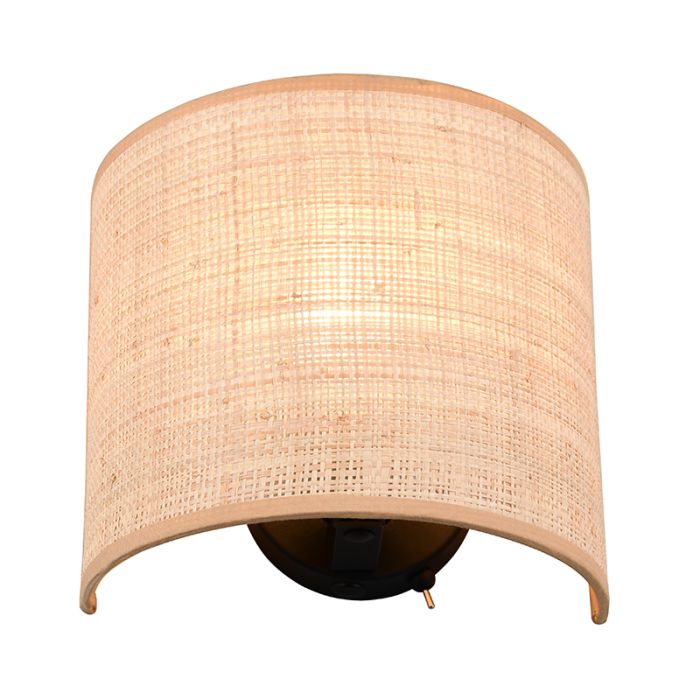 Crème wandlamp landelijk, Peder, met schakelaar