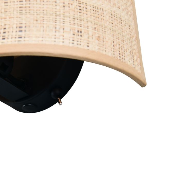 Crème wandlamp landelijk, Peder, met schakelaar