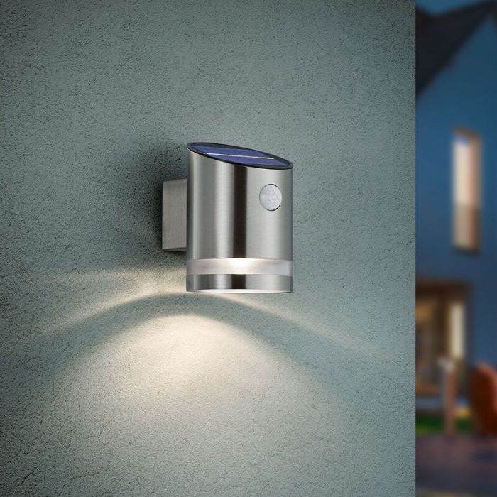 Nikkelen buitenlamp met bewegingssensor Suzan, rvs, 3w, 3000K LED
