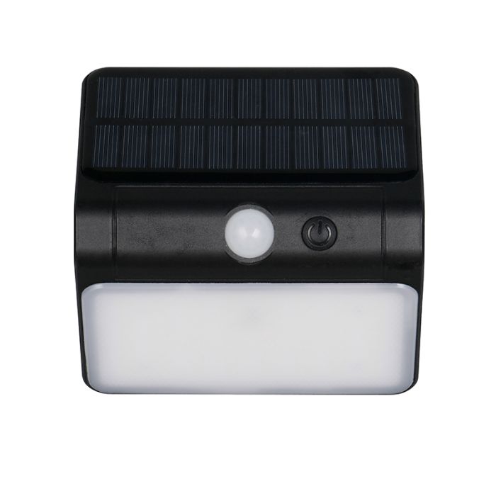 Zwarte buiten wandlamp op zonne-energie kunststof, Mijs, 2,5W, 4000K LED, IP44