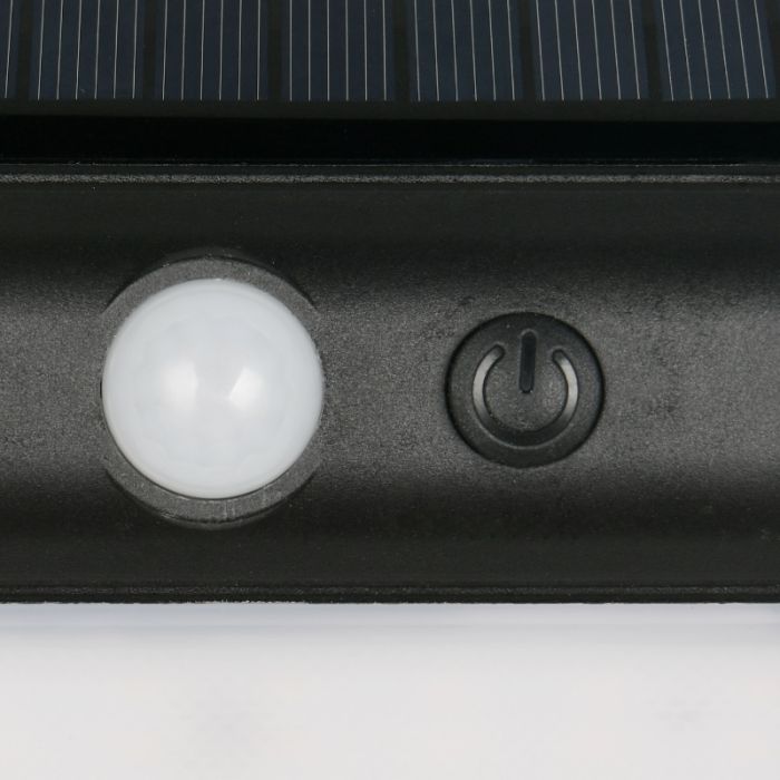 Zwarte buiten wandlamp op zonne-energie kunststof, Mijs, 2,5W, 4000K LED, IP44