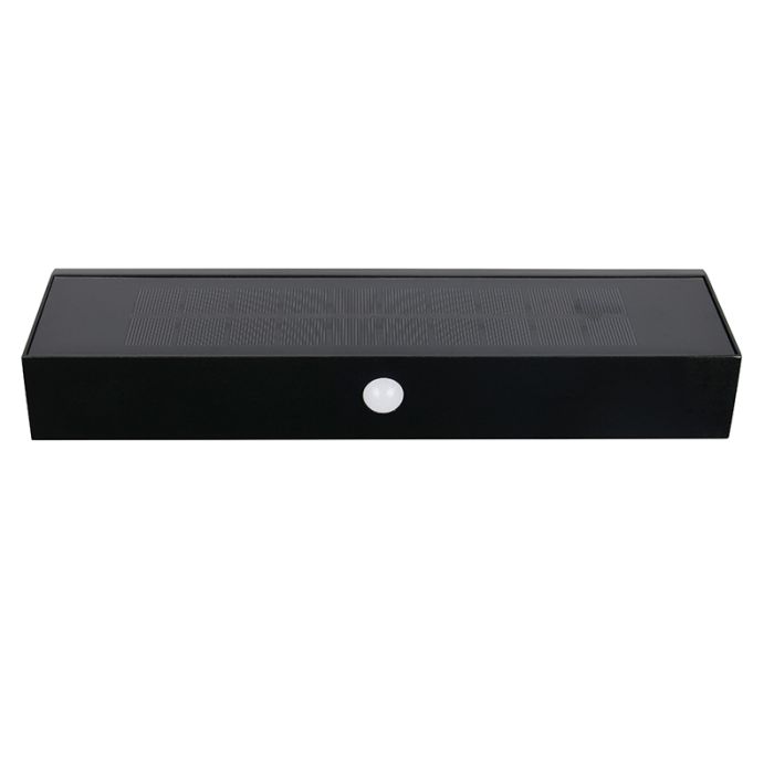 Zwarte buiten wandlamp op zonne-energie modern, Ravindra, 6W, 4000K LED, IP44