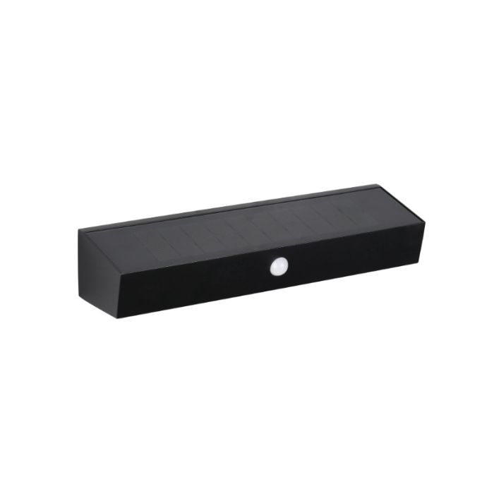 Zwarte buiten wandlamp op zonne-energie modern, Ravindra, 6W, 4000K LED, IP44