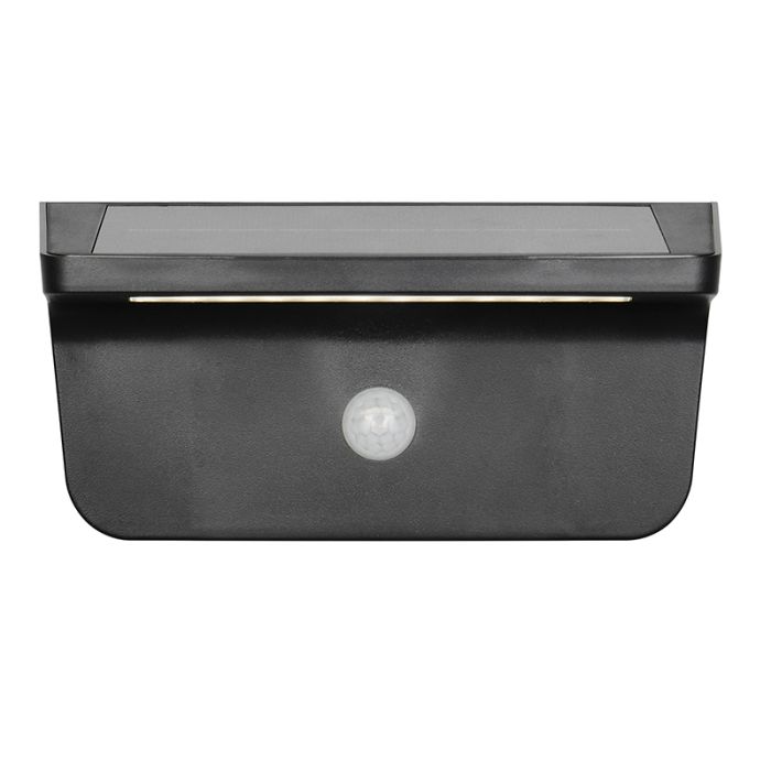 Zwarte buiten wandlamp op zonne-energie modern, Mukaddes, 8W, 4000K LED, IP44