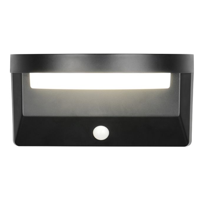 Zwarte buiten wandlamp op zonne-energie modern, Neelam, 8W, 4000K LED, IP44