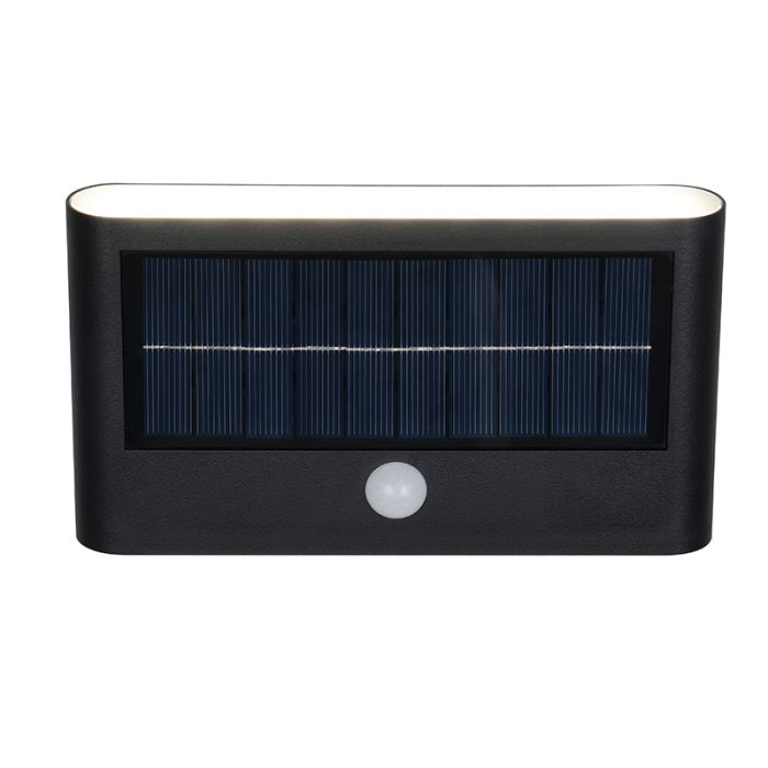 Zwarte buiten wandlamp op zonne-energie modern, Nefise, 8W, 4000K LED, IP44