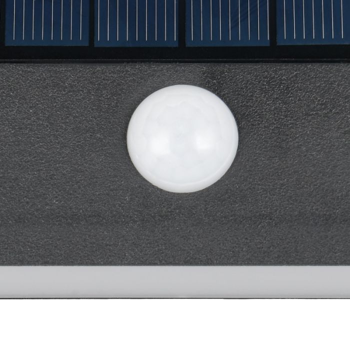 Zwarte buiten wandlamp op zonne-energie modern, Nefise, 8W, 4000K LED, IP44