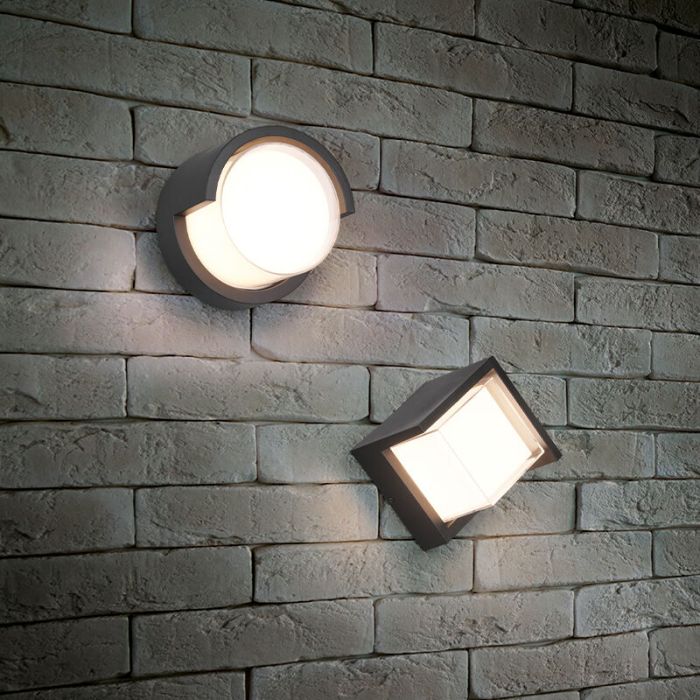 Zwarte buitenlamp Riekje, kunststof, 8w, 3000K LED