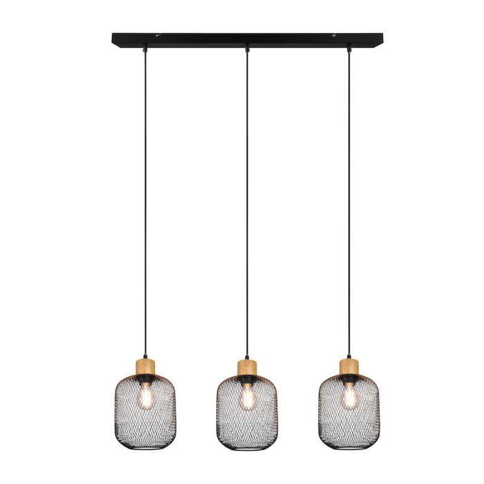 Gaas hanglamp Cristel 3L, zwart, modern