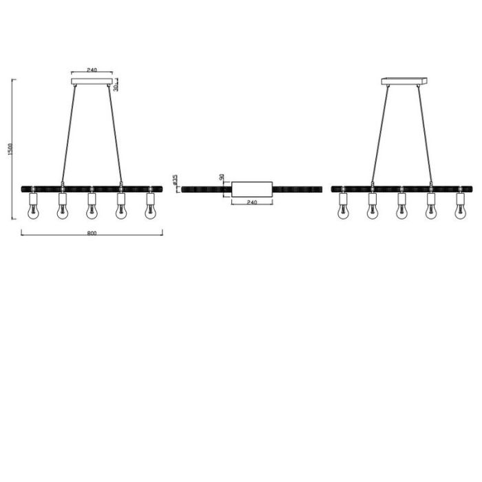 Moderne hanglamp Mikail, zwart