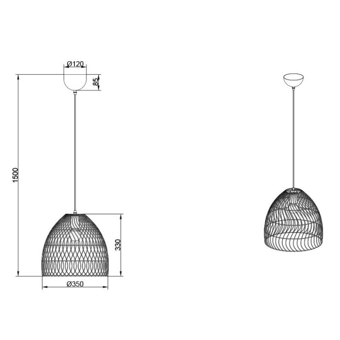 Rotan hanglamp bruin, Symon
