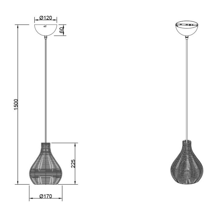 Rotan hanglamp bruin, Annieke