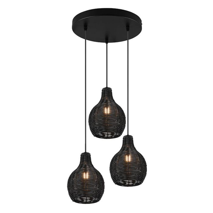 Rotan hanglamp zwart, Annieke