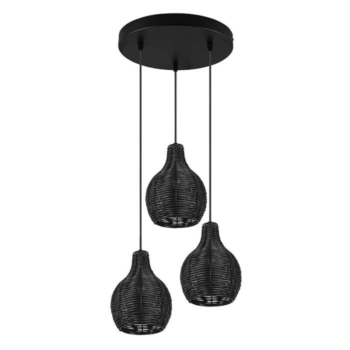 Rotan hanglamp zwart, Annieke