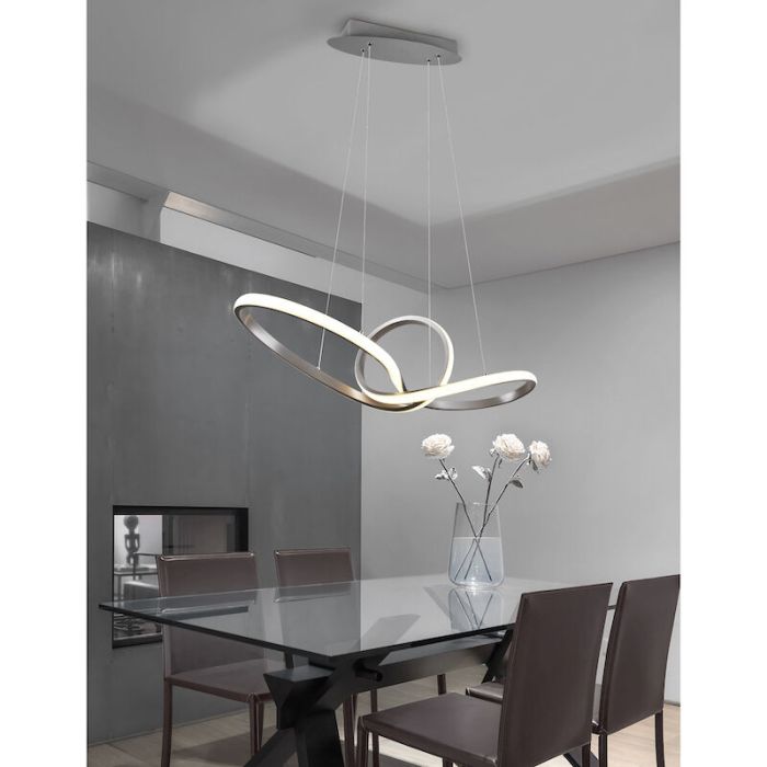 Moderne hanglamp Jonny, Nikkel, geintegreerd LED