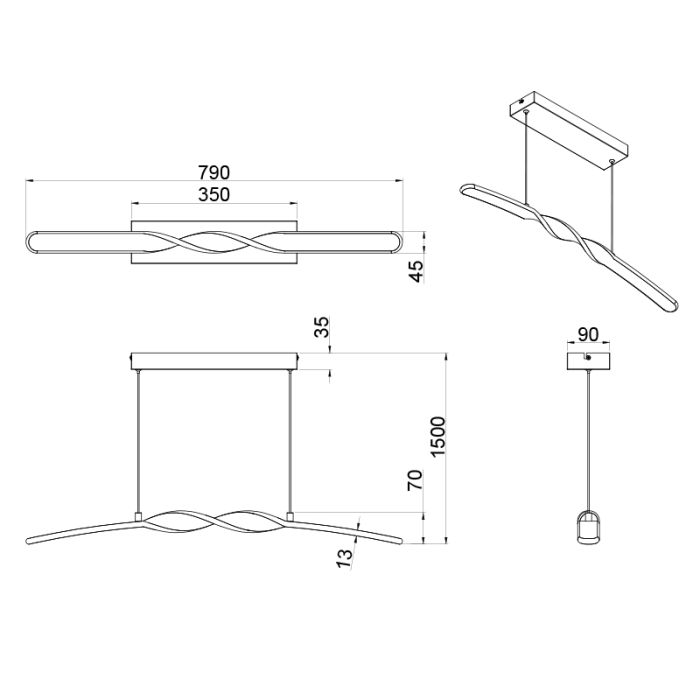 Bruine hanglamp design, Quirinus, 18W, 4000K LED