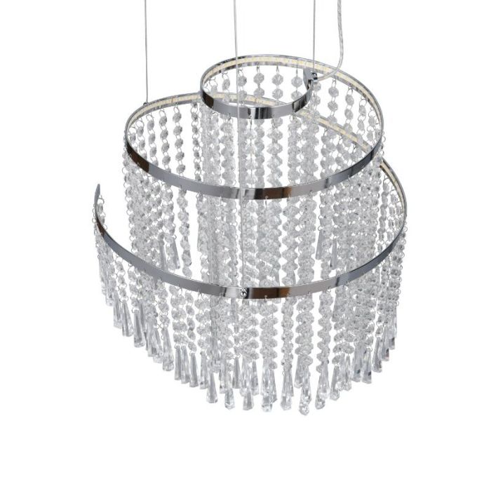 Chromen kroonluchter design, Sjon, 30W, warm tot koud wit verstelbare LED, 3-staps dimbaar