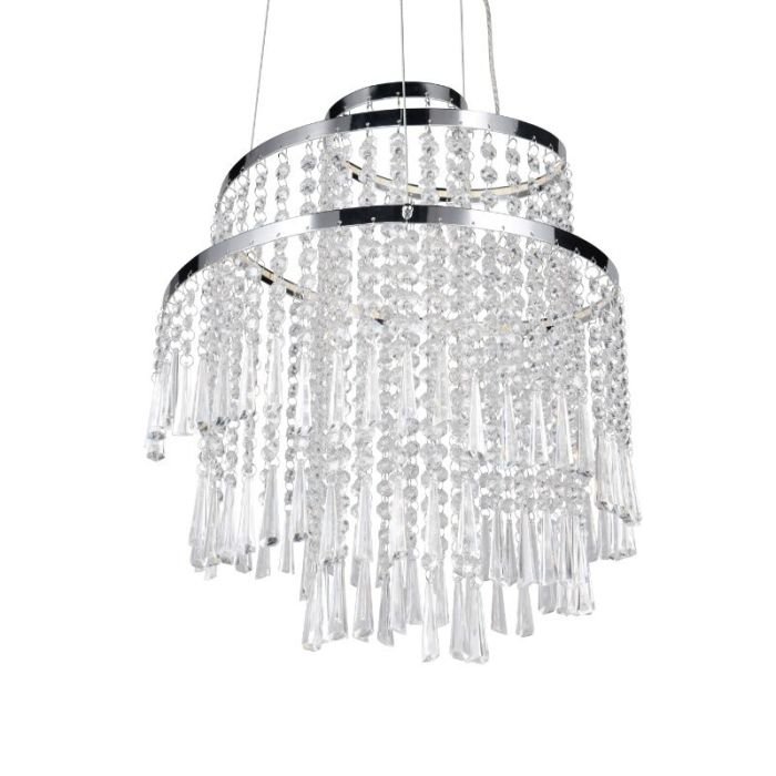 Chromen kroonluchter design, Sjon, 30W, warm tot koud wit verstelbare LED, 3-staps dimbaar