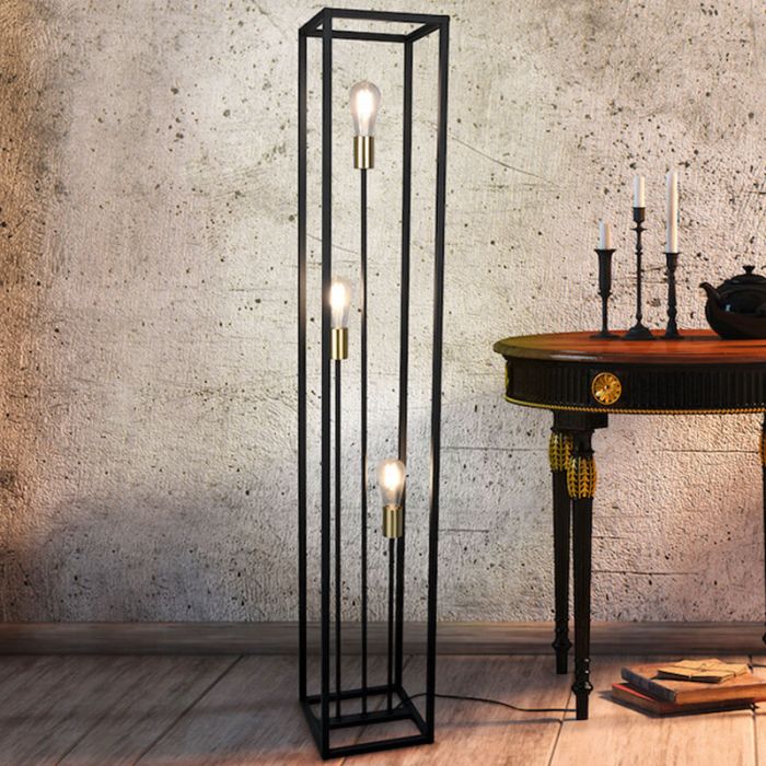 Moderne vloerlamp Fabrice, zwart, 3 lichts