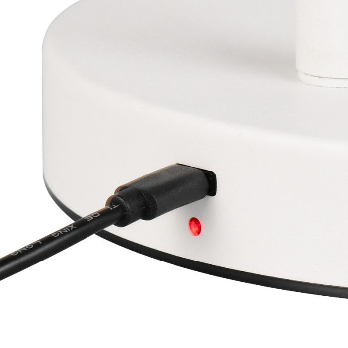 Witte oplaadbare vloerlamp metaal, Suraya, 4,5W, 3000K LED, 3-staps dimbaar