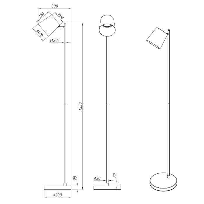 Witte oplaadbare vloerlamp metaal, Suraya, 4,5W, 3000K LED, 3-staps dimbaar