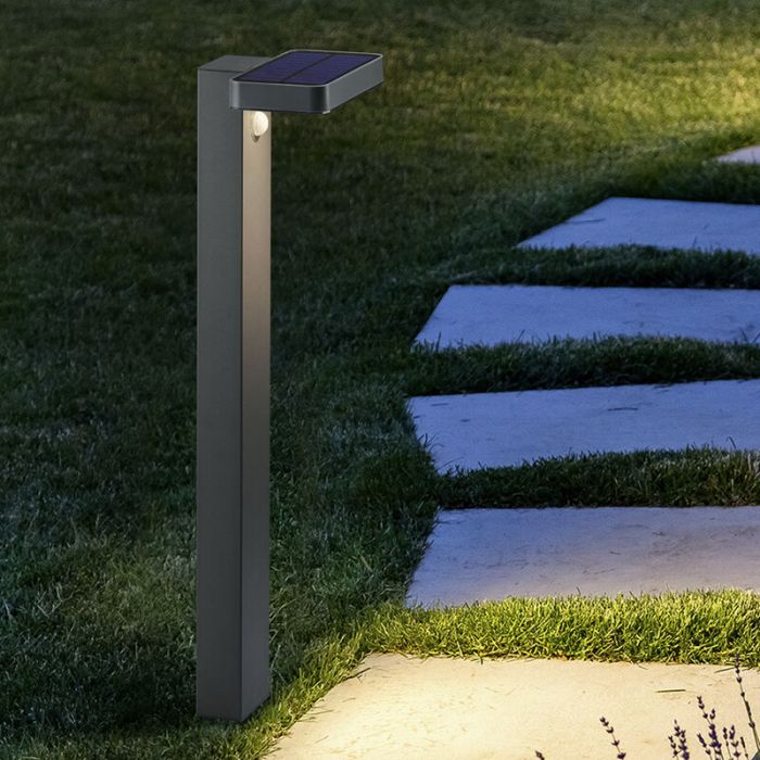 Moderne staande buitenlamp met bewegingssensor Summer, antraciet, op zonne-energie