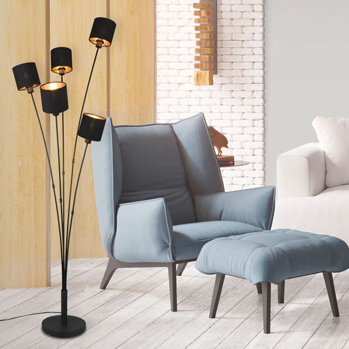 Zwarte vloerlamp modern, Koge, met schakelaar