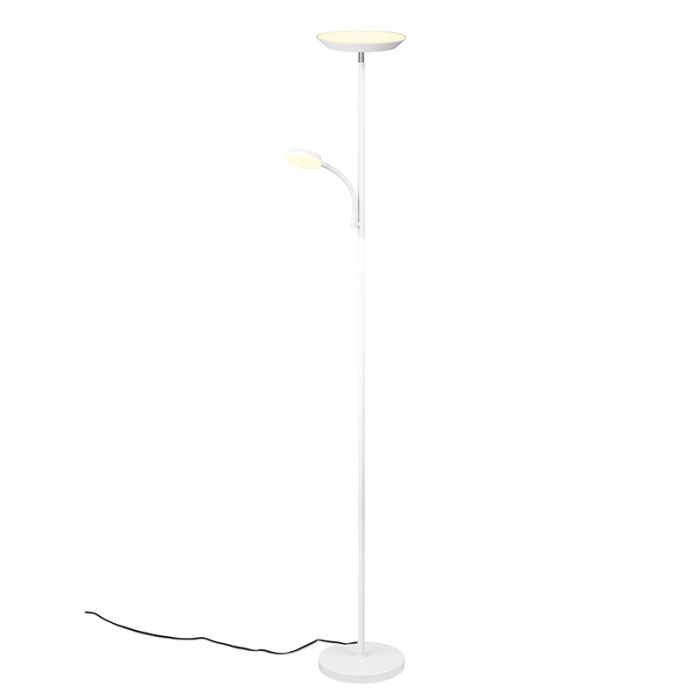 Witte vloerlamp modern, Shahid, 17W, warm tot koud wit verstelbare LED, met touchdimmer