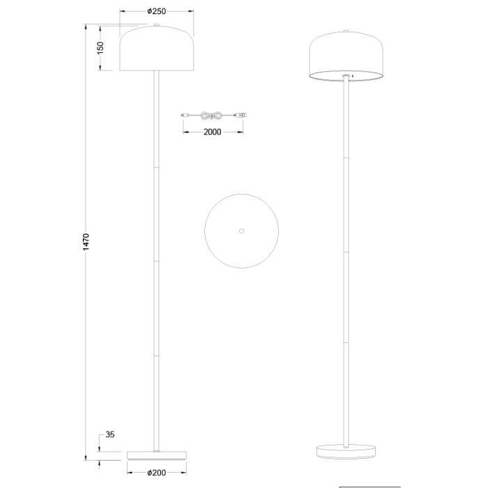 Witte oplaadbare vloerlamp modern, Dustin, 2,5W, 3000K LED, 3-staps dimbaar