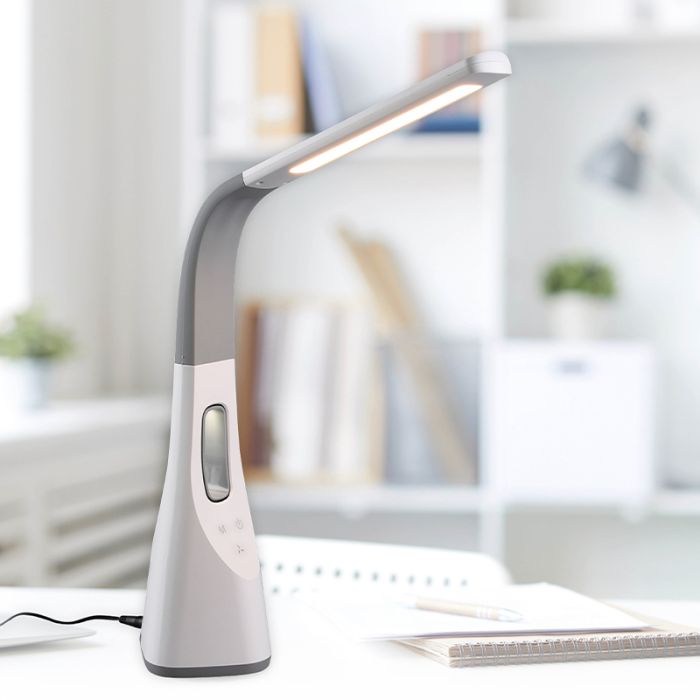 Witte bureaulamp modern, Zuris, 5W, warm tot koud wit verstelbare LED, met touchdimmer