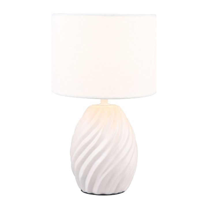 Witte tafellamp retro, Roeland, met schakelaar