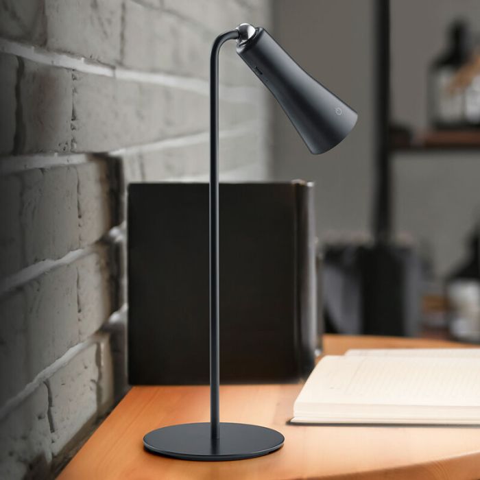 Zwarte tafellamp Remko, metaal, 2w, 3000K LED