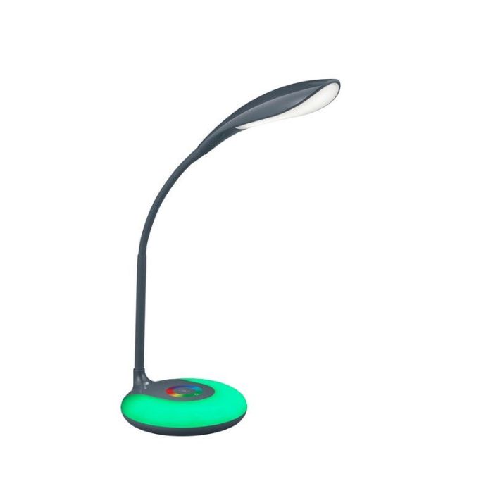 Antraciete bureaulamp modern, Zetan, 3W, RGBW LED, met touchdimmer
