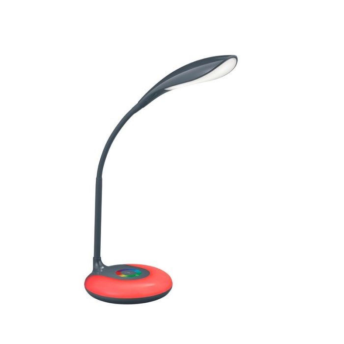 Antraciete bureaulamp modern, Zetan, 3W, RGBW LED, met touchdimmer