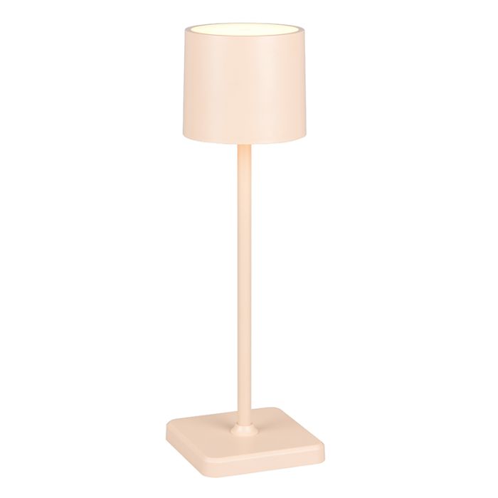 Bruine oplaadbare buiten tafellamp modern, Lakisha, 1,5W, white switch LED, IP54, met touchdimmer