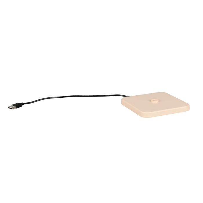 Bruine oplaadbare buiten tafellamp modern, Lakisha, 1,5W, white switch LED, IP54, met touchdimmer