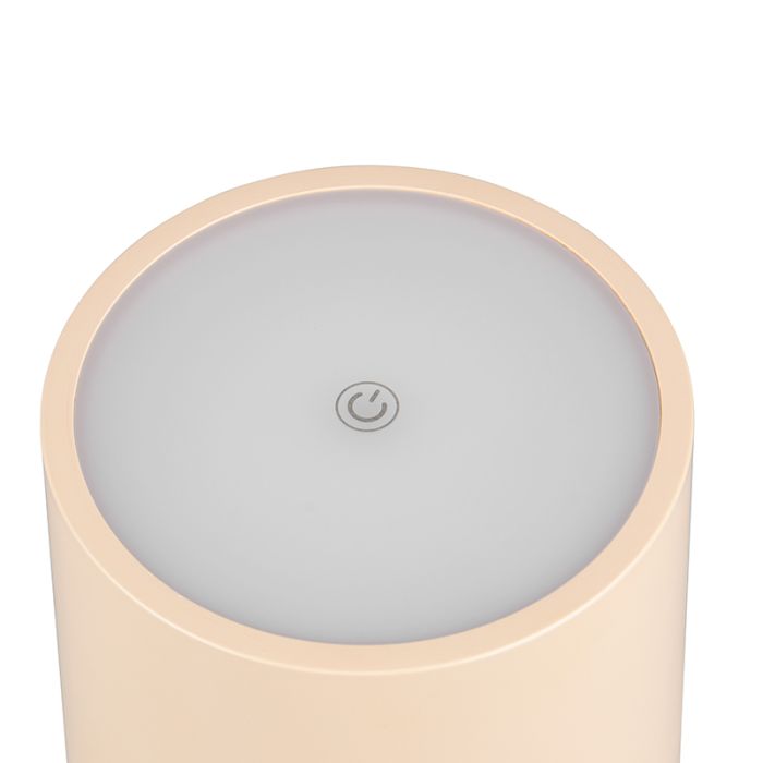 Bruine oplaadbare buiten tafellamp modern, Lakisha, 1,5W, white switch LED, IP54, met touchdimmer