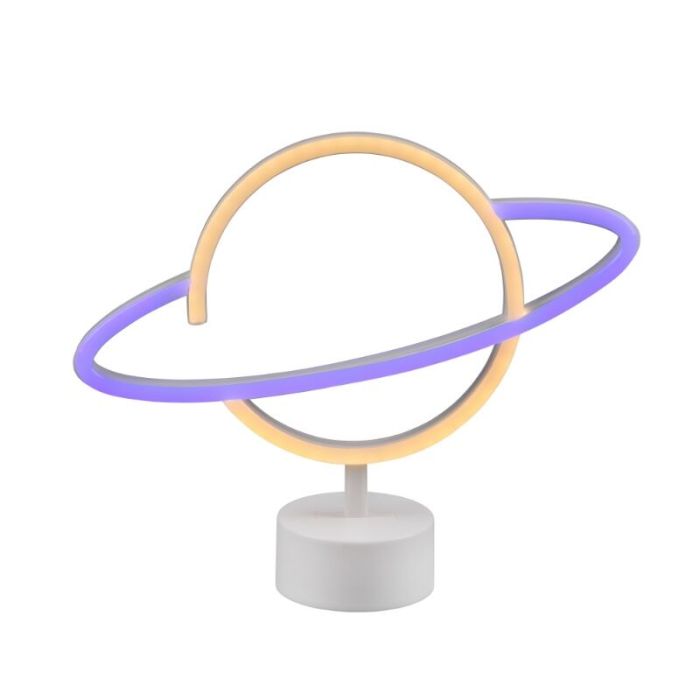 Witte kinderkamer tafellamp kunststof, Planet, 2W, 3000K LED, met schakelaar