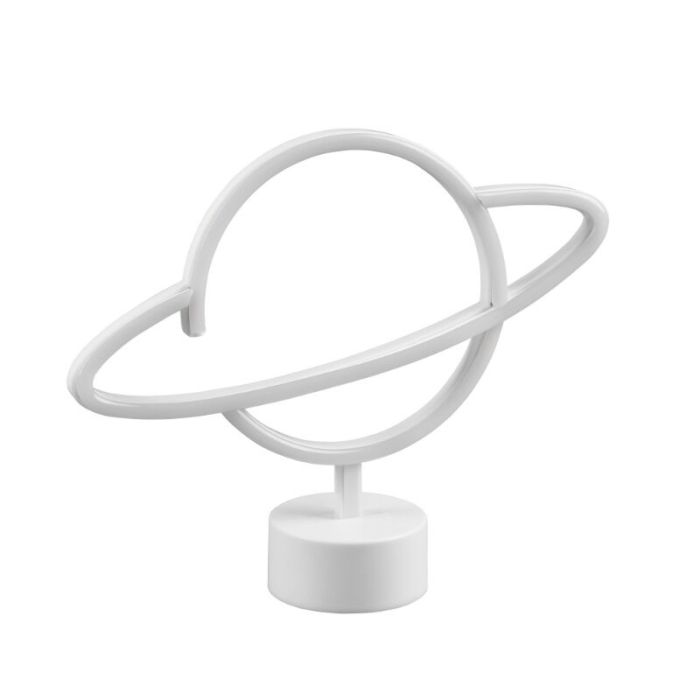 Witte kinderkamer tafellamp kunststof, Planet, 2W, 3000K LED, met schakelaar