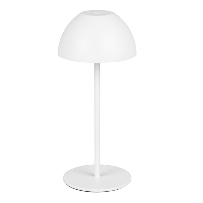 Witte oplaadbare tafellamp kunststof, Mikhail, 2W, 3000K LED, IP44, met touchdimmer